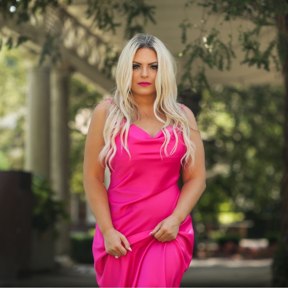 Pink maxi slip dress